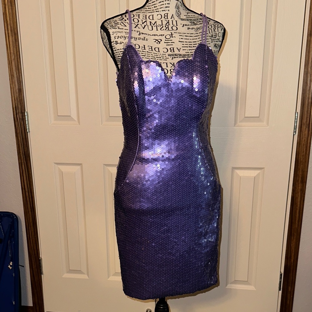 Glamorous Vintage Purple Sequin Mini Dress